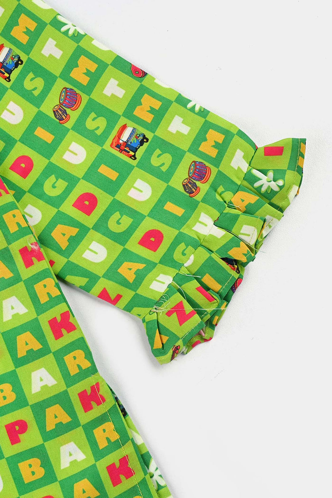 Girls Poly Net Printed 2Pcs Suit 14 August Ind-L.Green