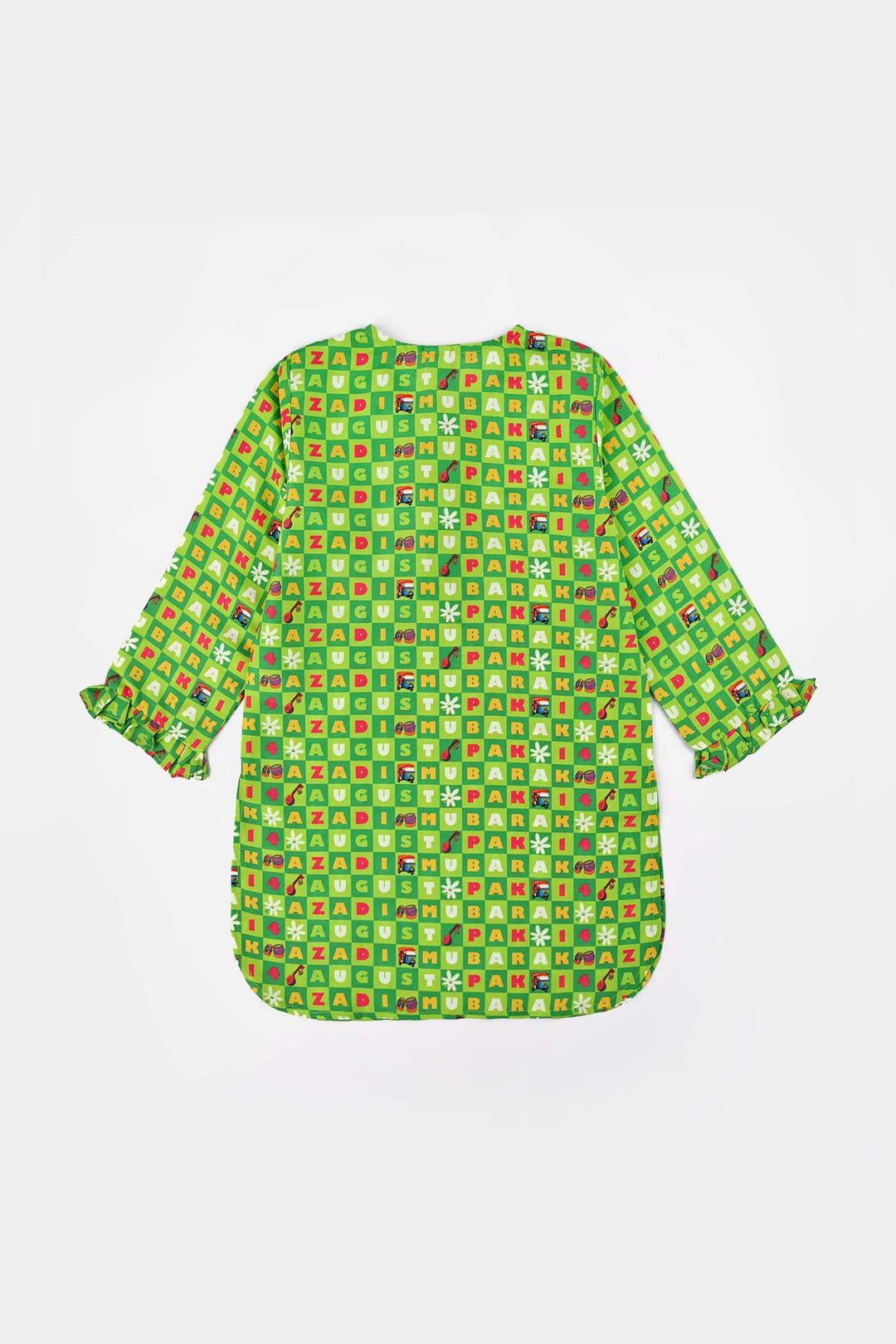 Girls Poly Net Printed 2Pcs Suit 14 August Ind-L.Green