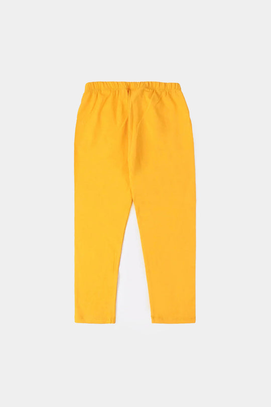 Girls Jersey/Terry Tights-Yellow