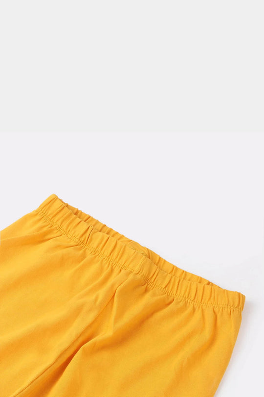 Girls Jersey/Terry Tights-Yellow