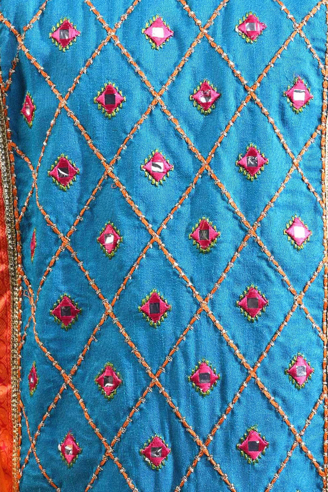 Girls Raw Silk 3Pcs Khayyal-Teal blue