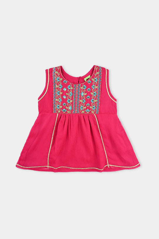 Infant Girls Chiffon 2Pcs Gulabi-Pink