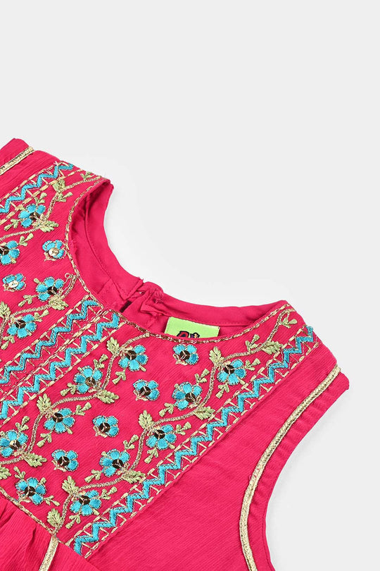 Infant Girls Chiffon 2Pcs Gulabi-Pink