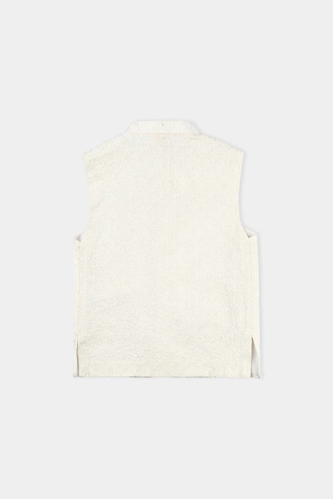 Boys Poly Viscose Waistcoat (Monotone)-Off White