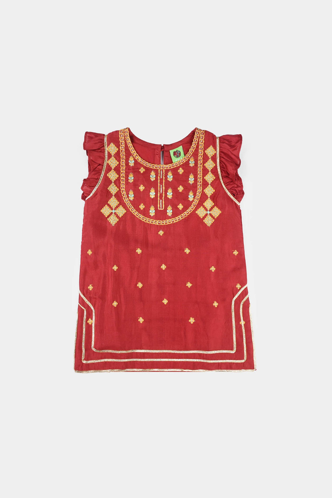 Infant Girls Raw Silk 2-Piece Zara Set - Red
