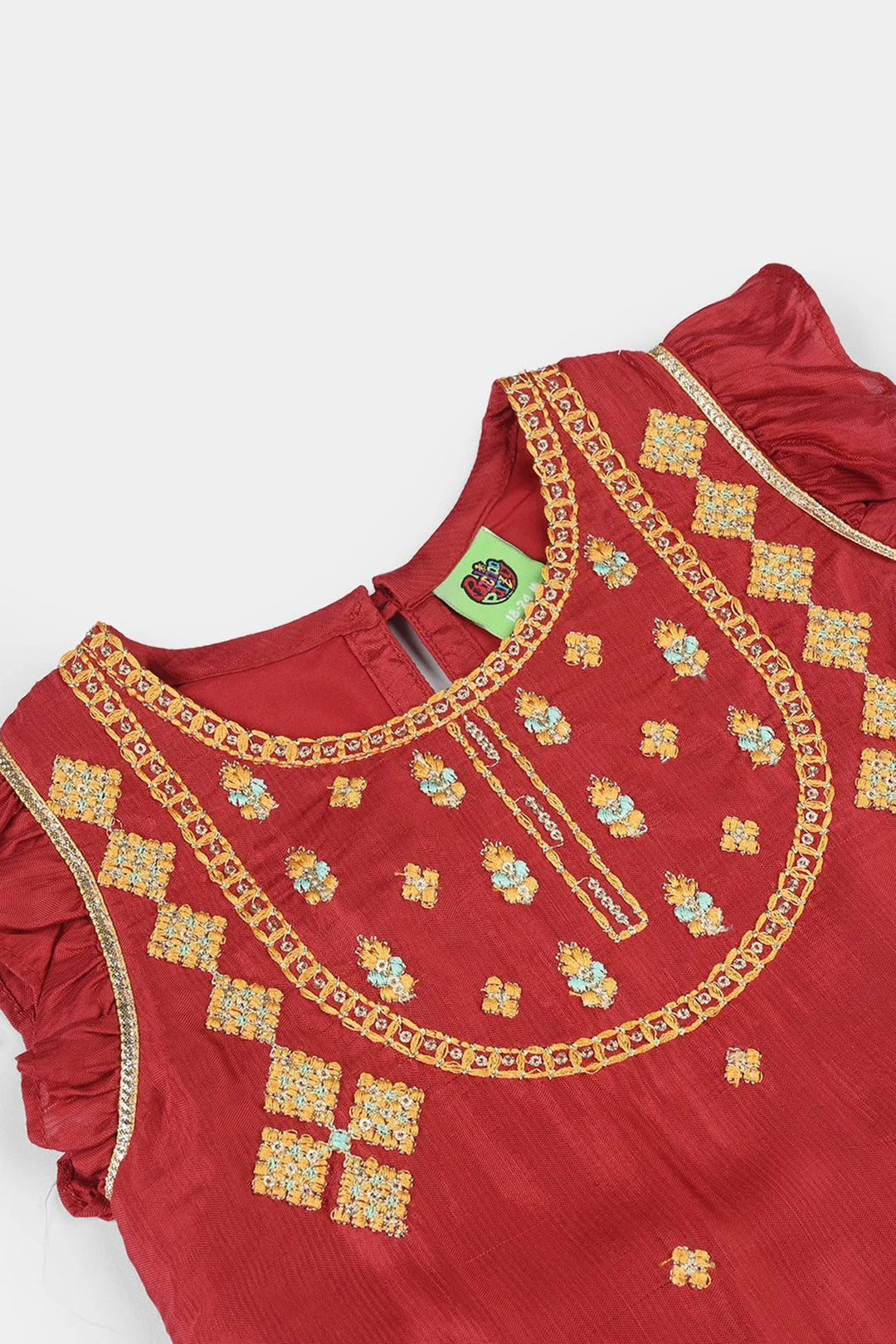 Infant Girls Raw Silk 2-Piece Zara Set - Red