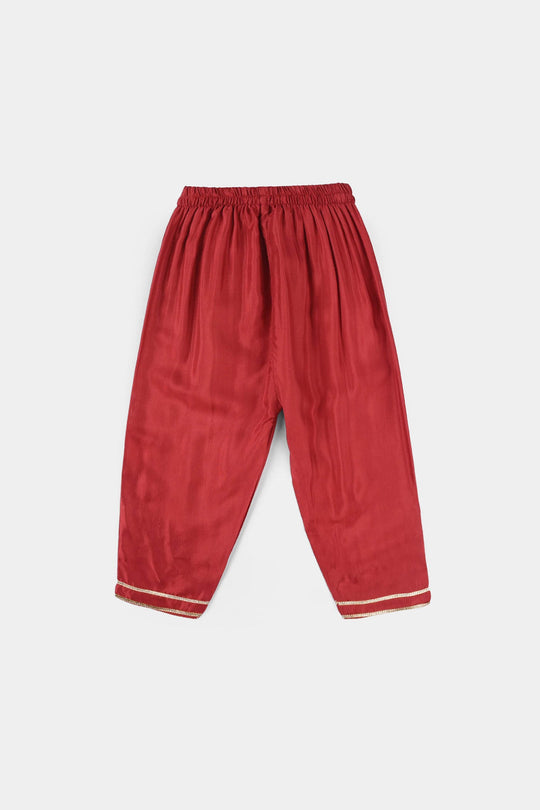 Infant Girls Raw Silk 2-Piece Zara Set - Red