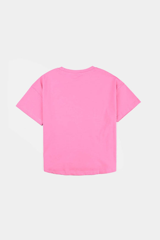 Girls Lycra Jersey T Shirt Growing - Pink