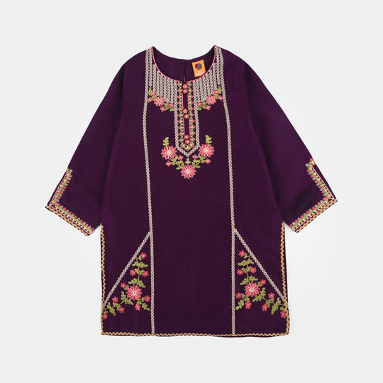 Girls Poly Cambric 3-Piece Set (Rang Saaz) - Purple