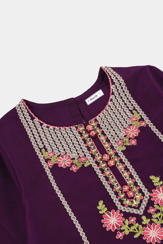 Teens Girls Poly Cambric 3-Piece Set (Rang Saaz) - Purple