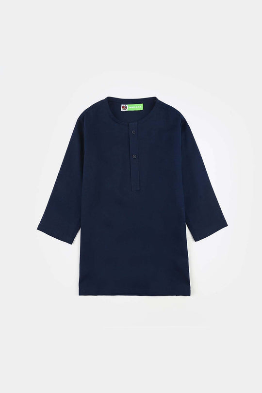 Infant Boys Poly Viscose Kurta (Lurex) - Navy