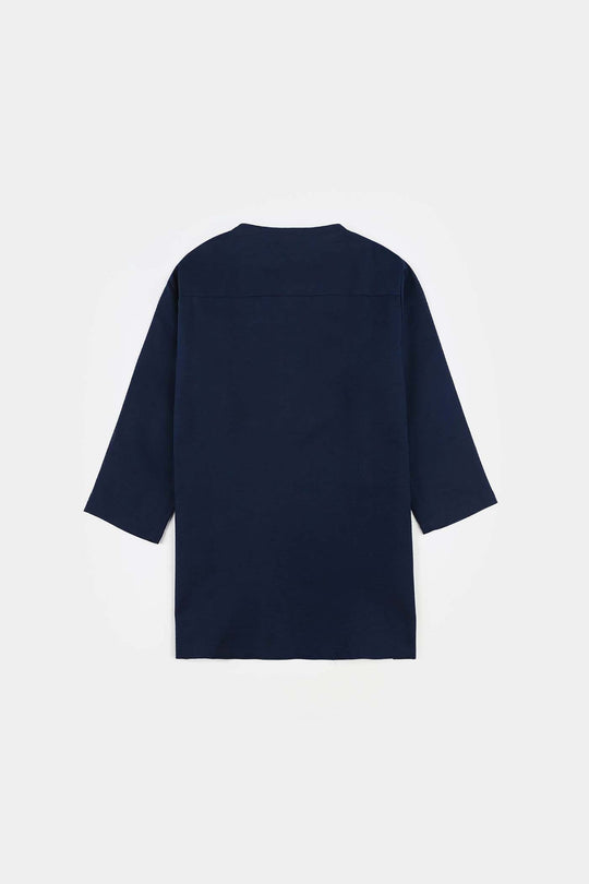 Infant Boys Poly Viscose Kurta (Lurex) - Navy