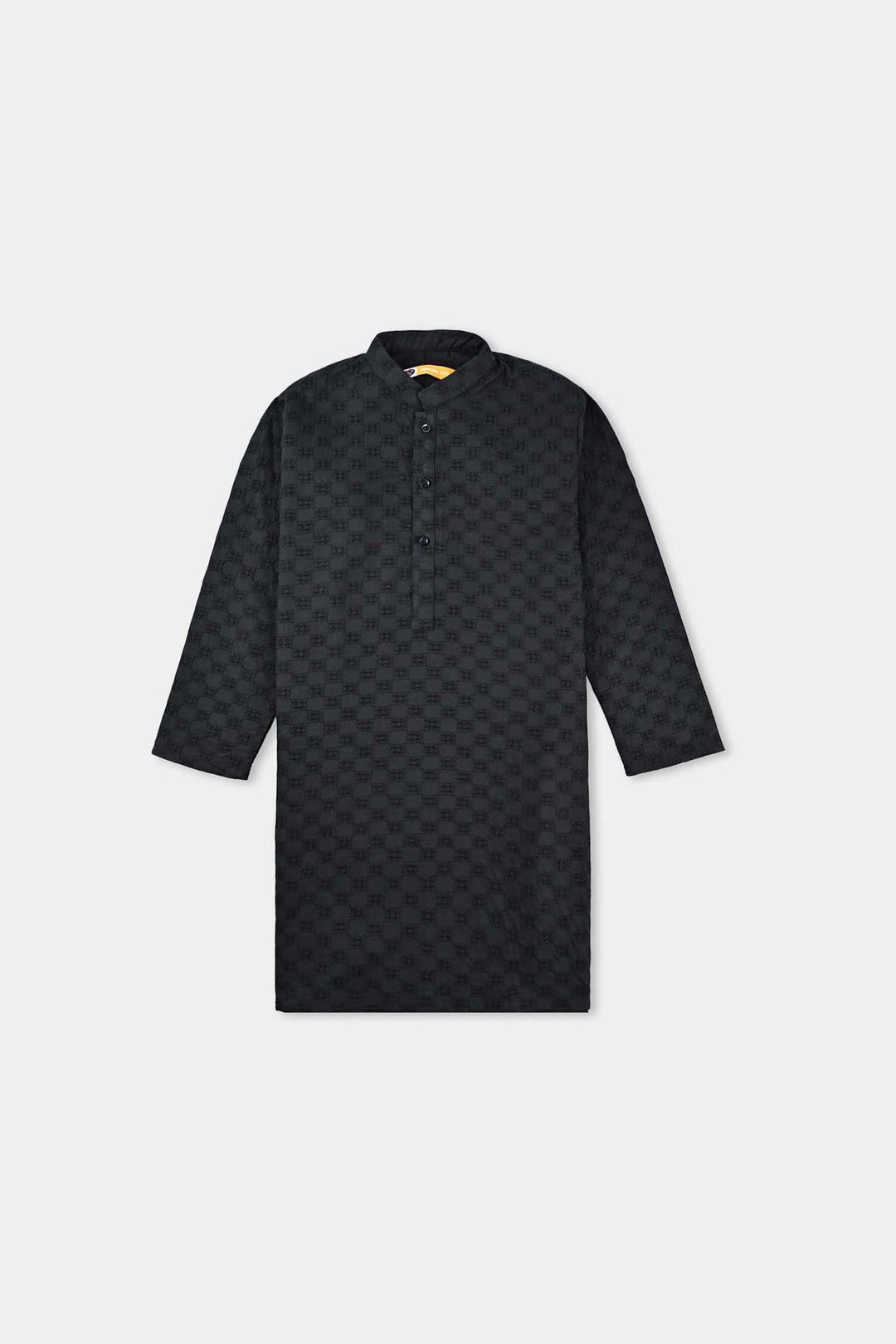 Boys Cotton Chicken Kurta-BLACK