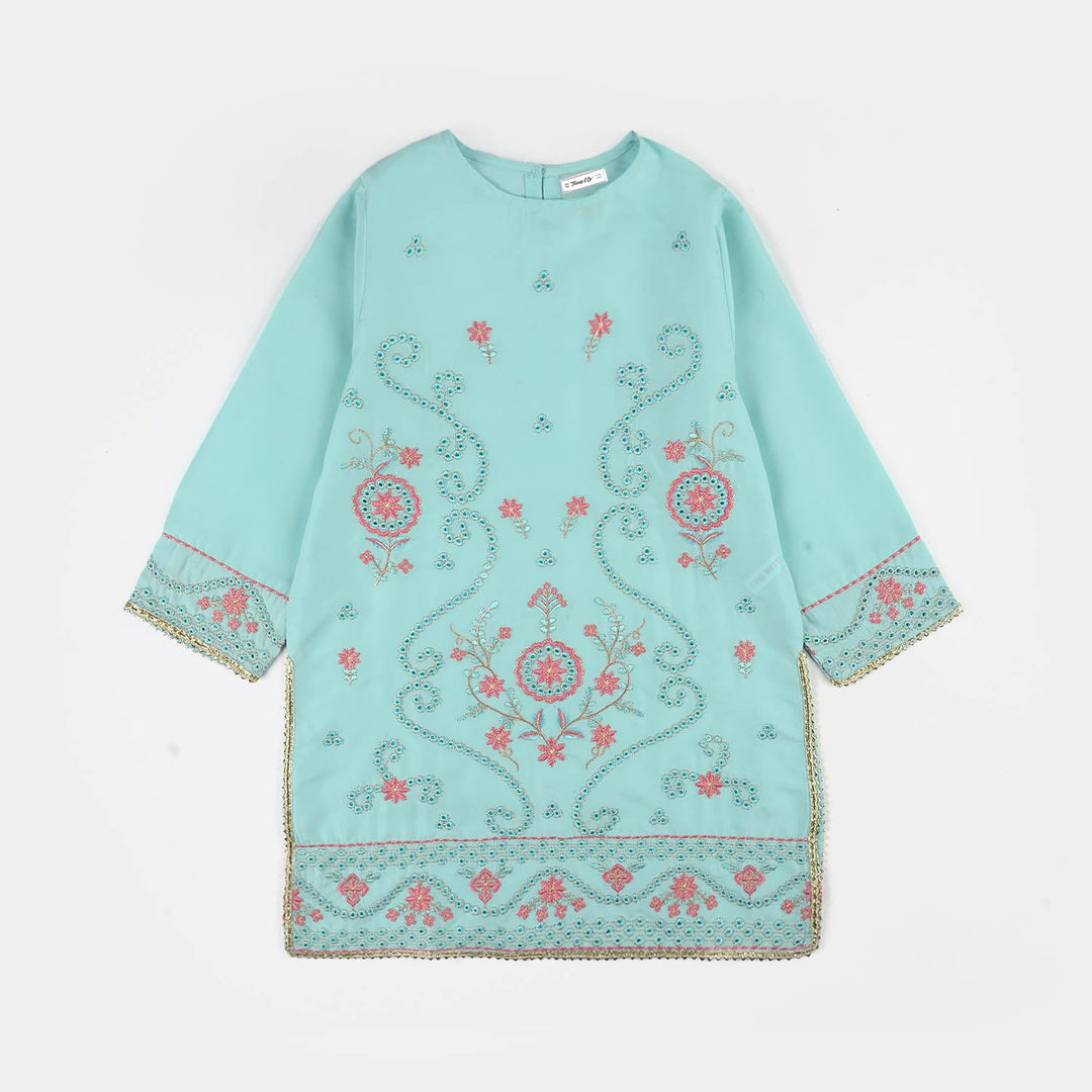 Teens Girls Poly Cambric 3-Piece Ghazal Set - Mint Green