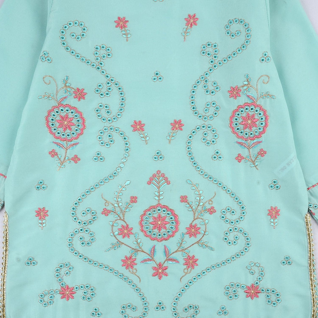 Teens Girls Poly Cambric 3-Piece Ghazal Set - Mint Green