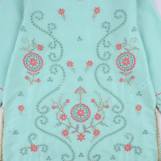 Teens Girls Poly Cambric 3-Piece Ghazal Set - Mint Green