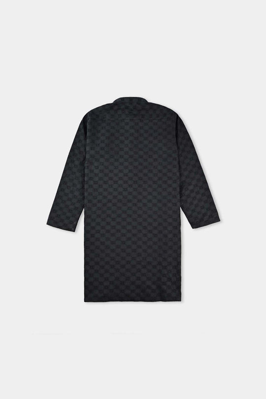 Boys Cotton Chicken Kurta-BLACK