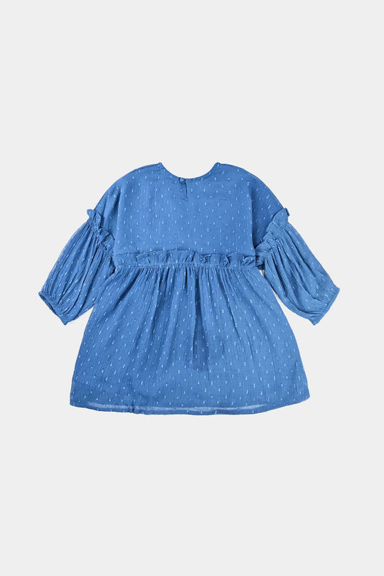 Girls Chiffon Casual Frock-Blue