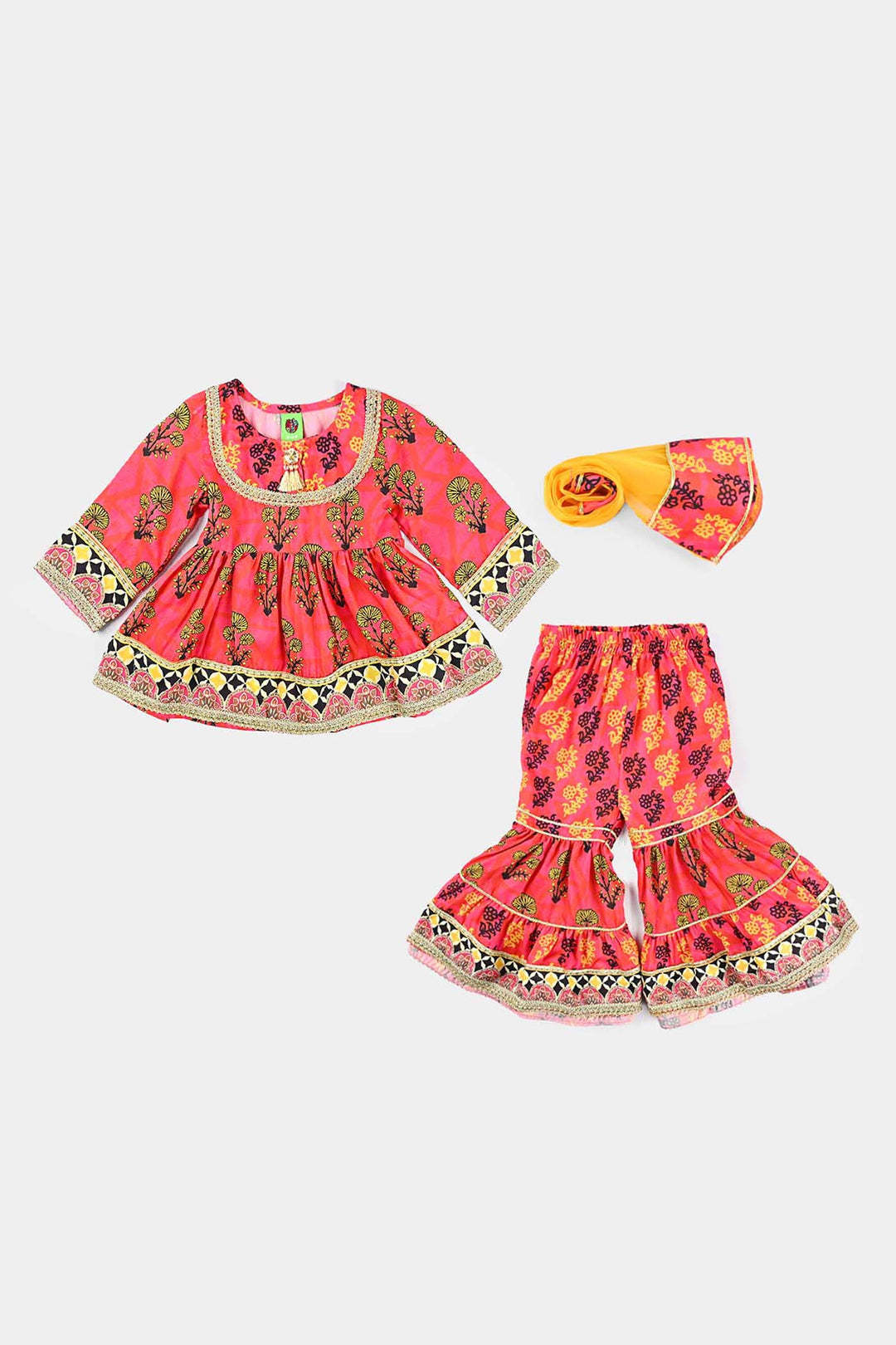 Infant Girls poly cambric 3 Pcs Raunaq-Multi