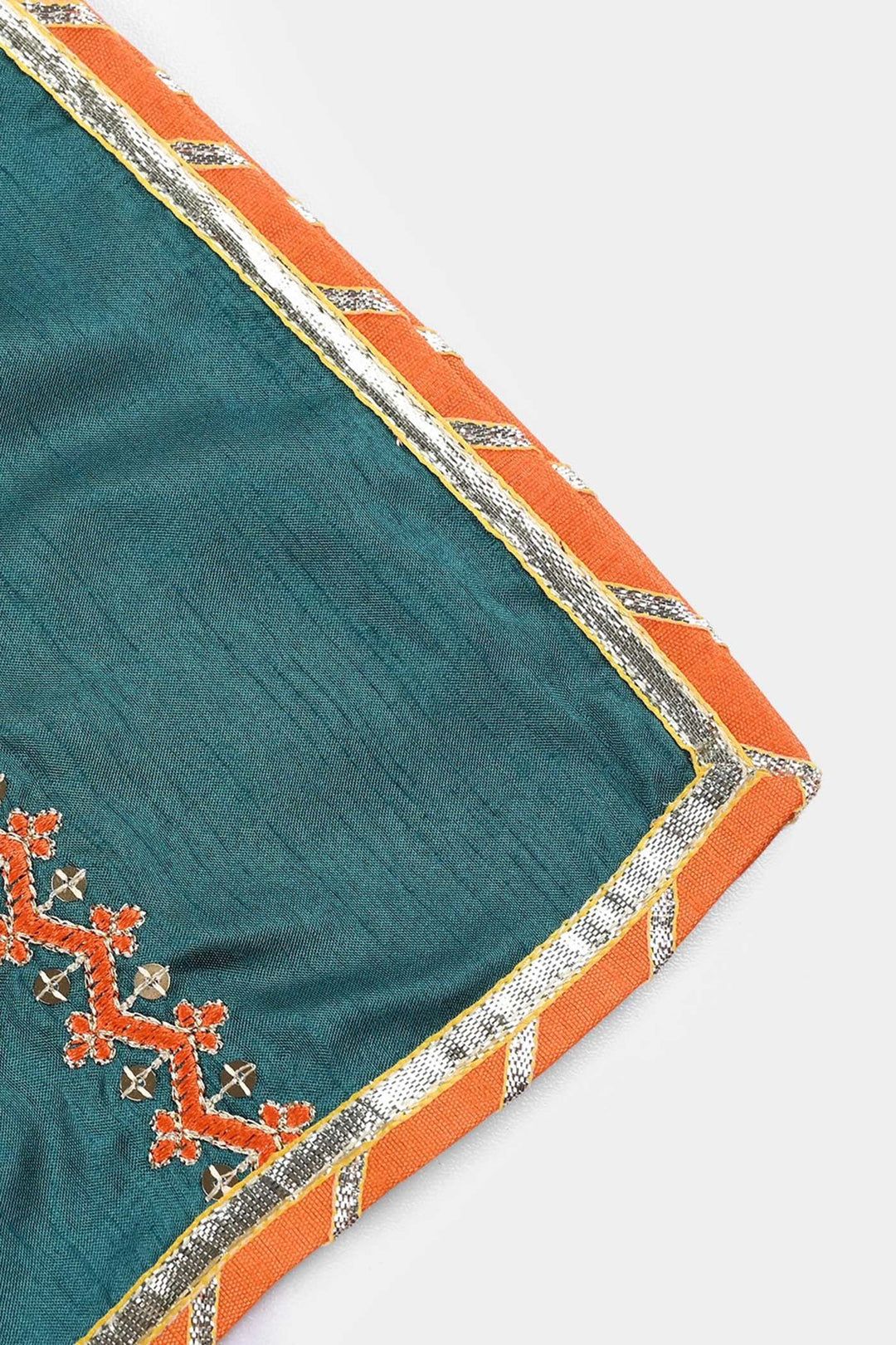 Girls Raw Silk 3Pcs (Naqsh) - Teal blue