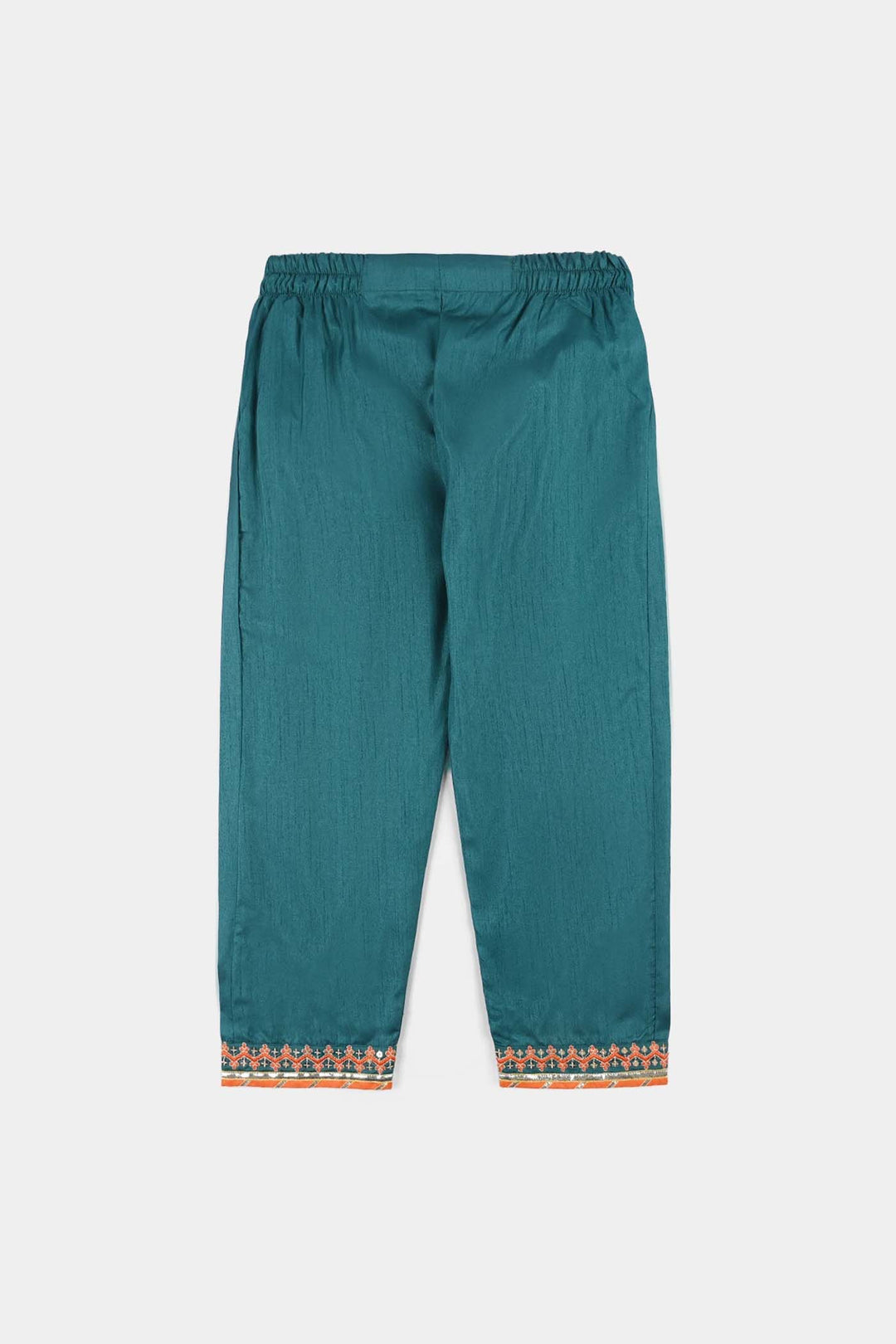 Girls Raw Silk 3Pcs (Naqsh) - Teal blue