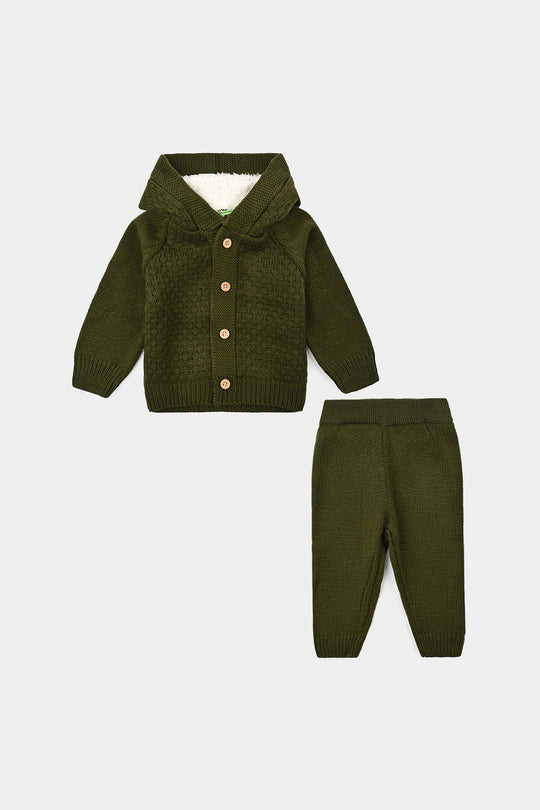 Infant Boys Acrylic Suit-Popcorn - Olive Green