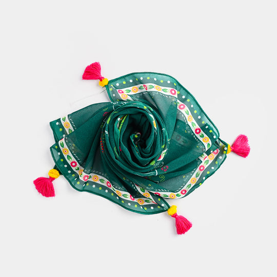 Teens Girls Chiffon Dupatta independence day-GREEN