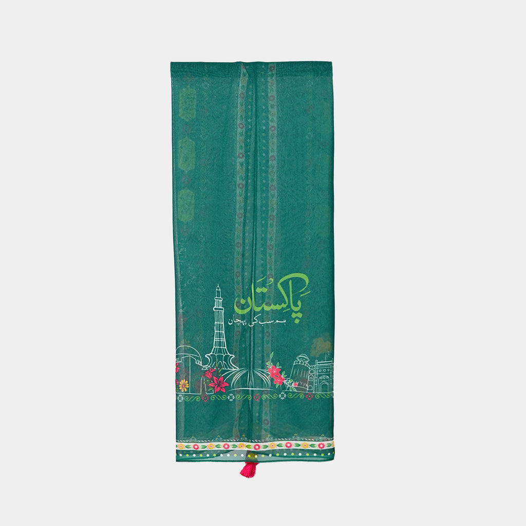 Teens Girls Chiffon Dupatta independence day-GREEN