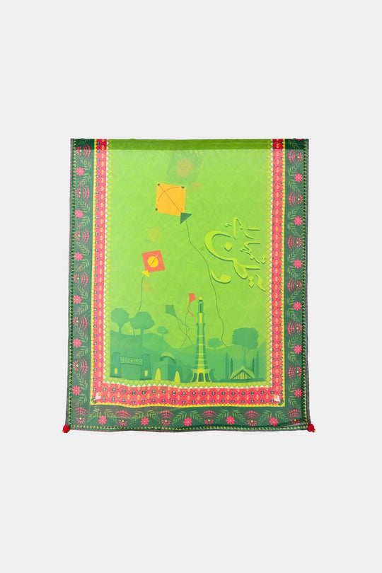 Teens Girls Chiffon Dupatta Independence Day-GREEN