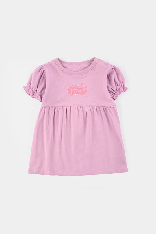 Infant Girls Jersey/Terry Knitted Frock (Good Mood)