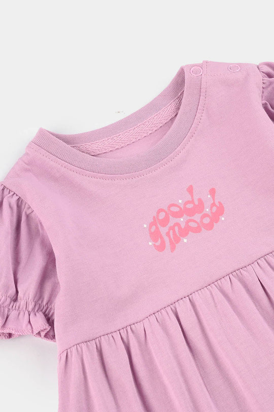 Infant Girls Jersey/Terry Knitted Frock (Good Mood)