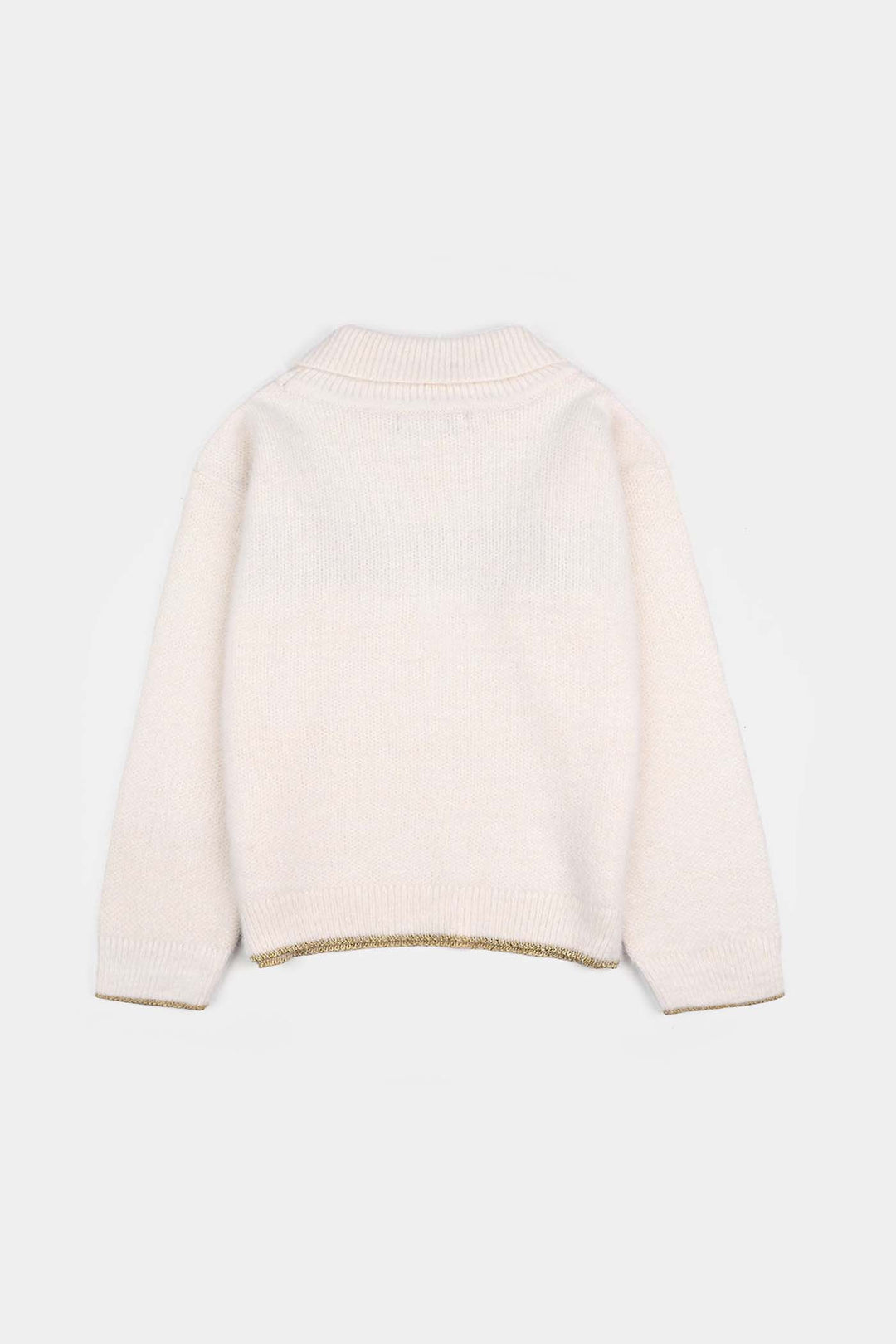 Girls Acrylic-Feather Lurex Sweater-Sparkle - OFF-White