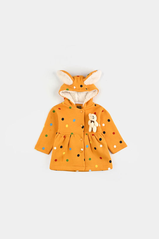 Infant Girls Fleece Knitted Jacket Rabbit-Yellow