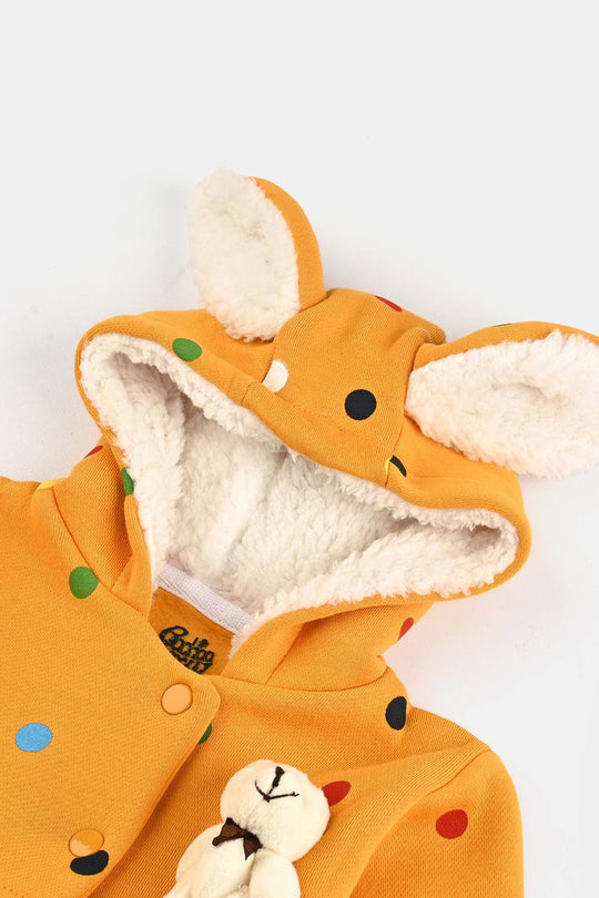 Infant Girls Fleece Knitted Jacket Rabbit-Yellow