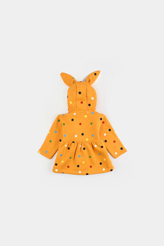 Infant Girls Fleece Knitted Jacket Rabbit-Yellow