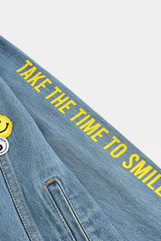 Boys Denim Stretch Jacket Smile-Light Blue