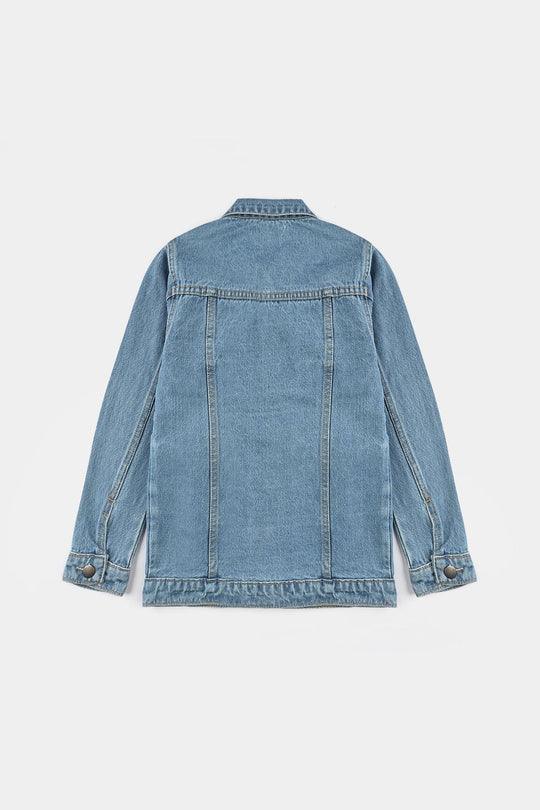 Boys Denim Stretch Jacket Smile-Light Blue