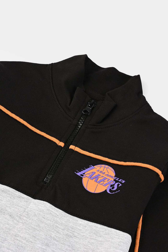 Boys Jersey/Terry 2 Piece Suit Lakers-Black/Grey