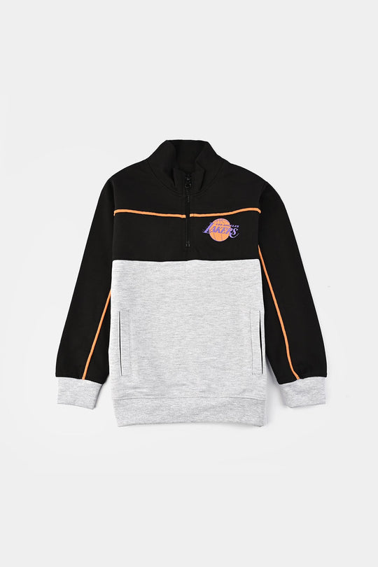 Boys Jersey/Terry 2 Piece Suit Lakers-Black/Grey