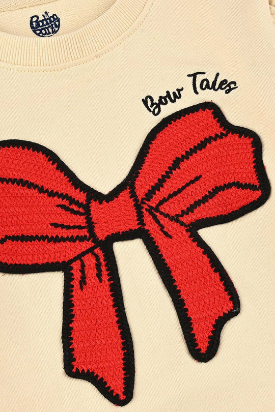 Infant Girls Jersey/Terry Sweatshirt Bow-Wood Ash