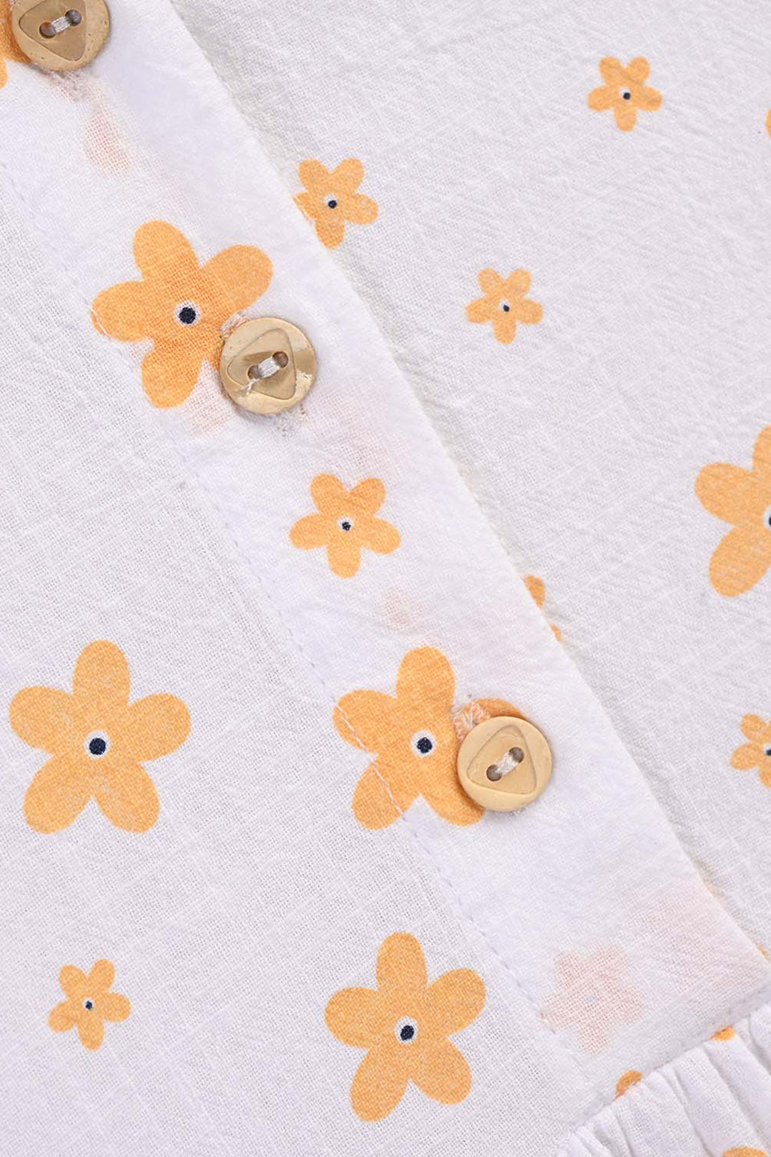 Girls Cotton Casual Frock Amber-WHITE