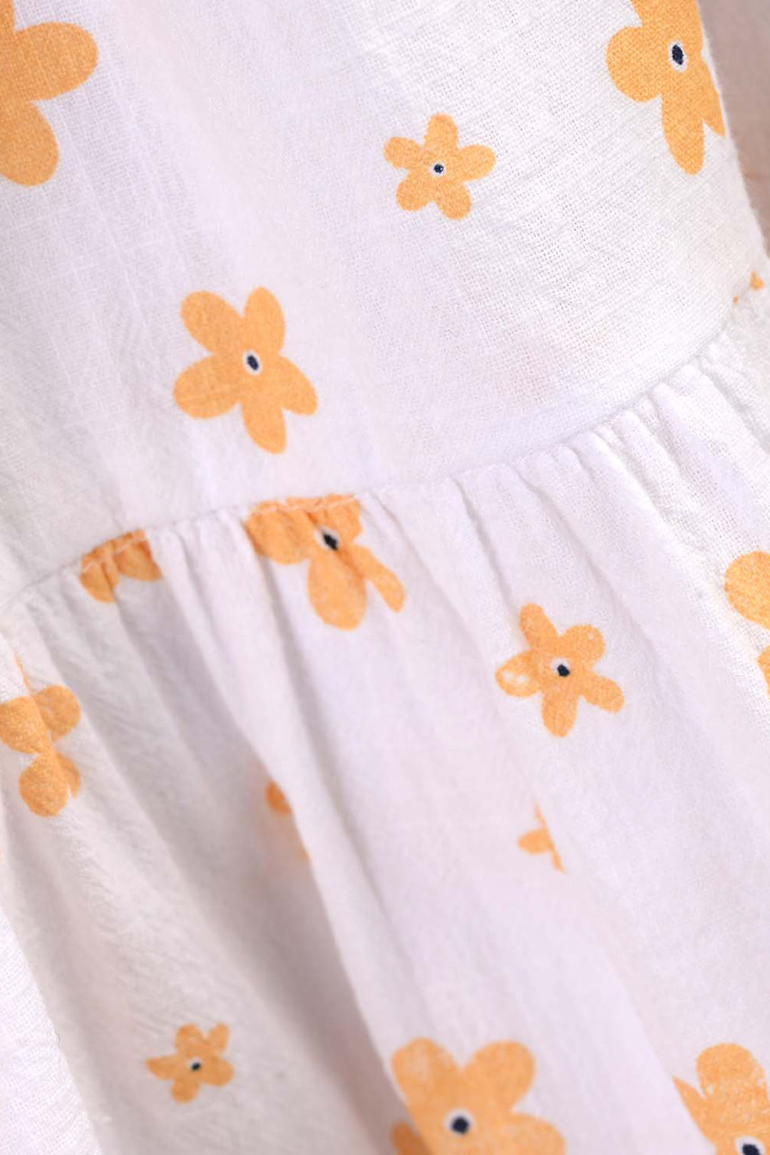Girls Cotton Casual Frock Amber-WHITE