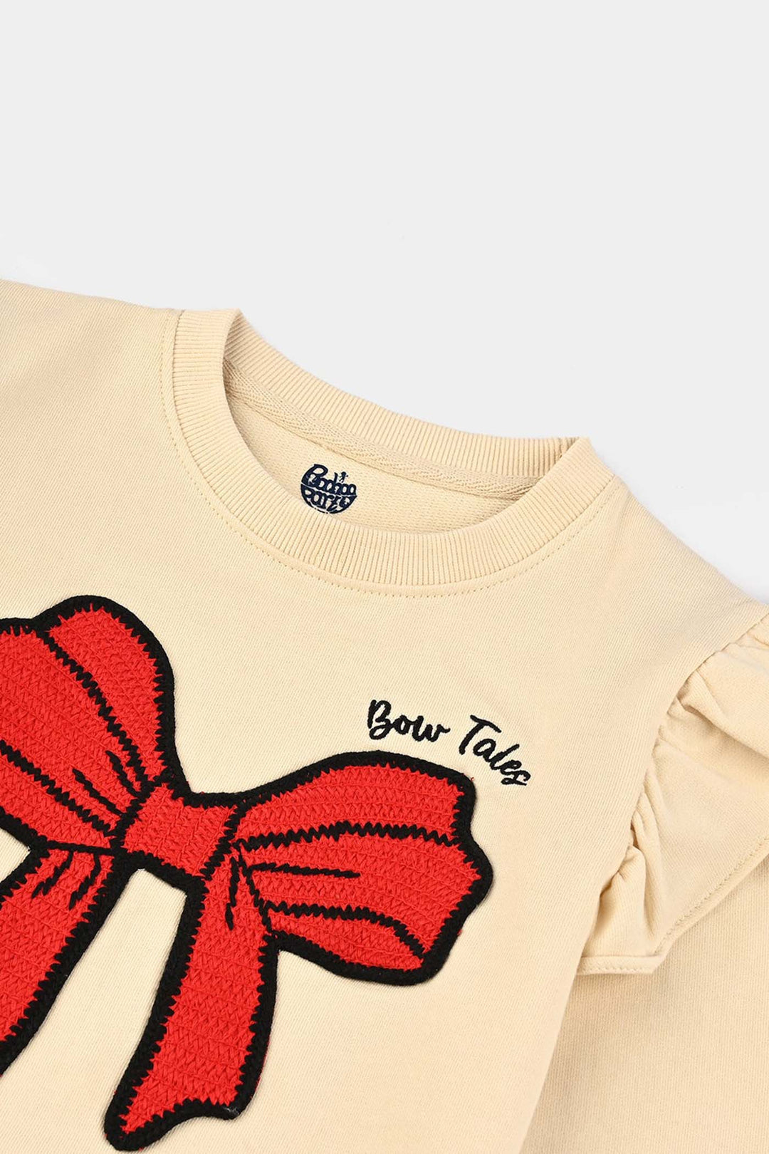 Infant Girls Jersey/Terry Sweatshirt Bow-Wood Ash