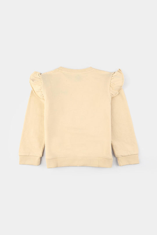 Infant Girls Jersey/Terry Sweatshirt Bow-Wood Ash