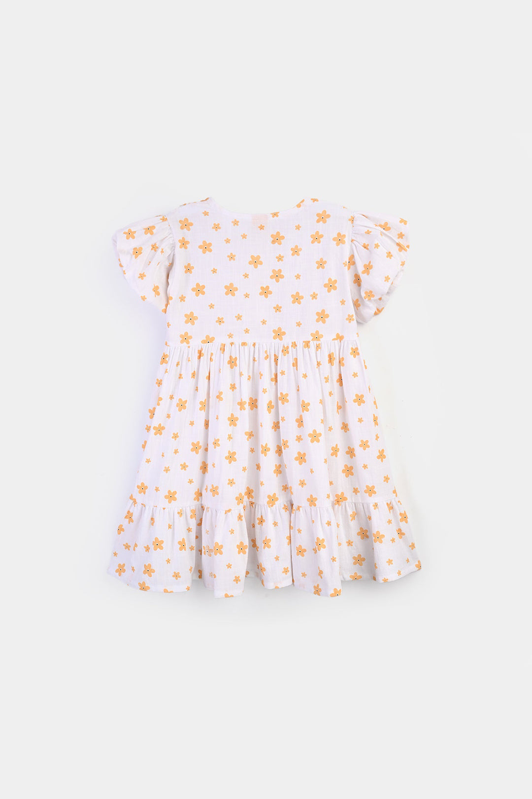 Girls Cotton Casual Frock Amber-WHITE