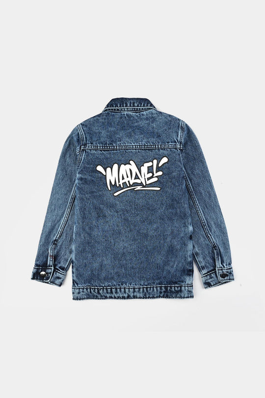 Boys Denim Stretch Jacket-Mid Blue