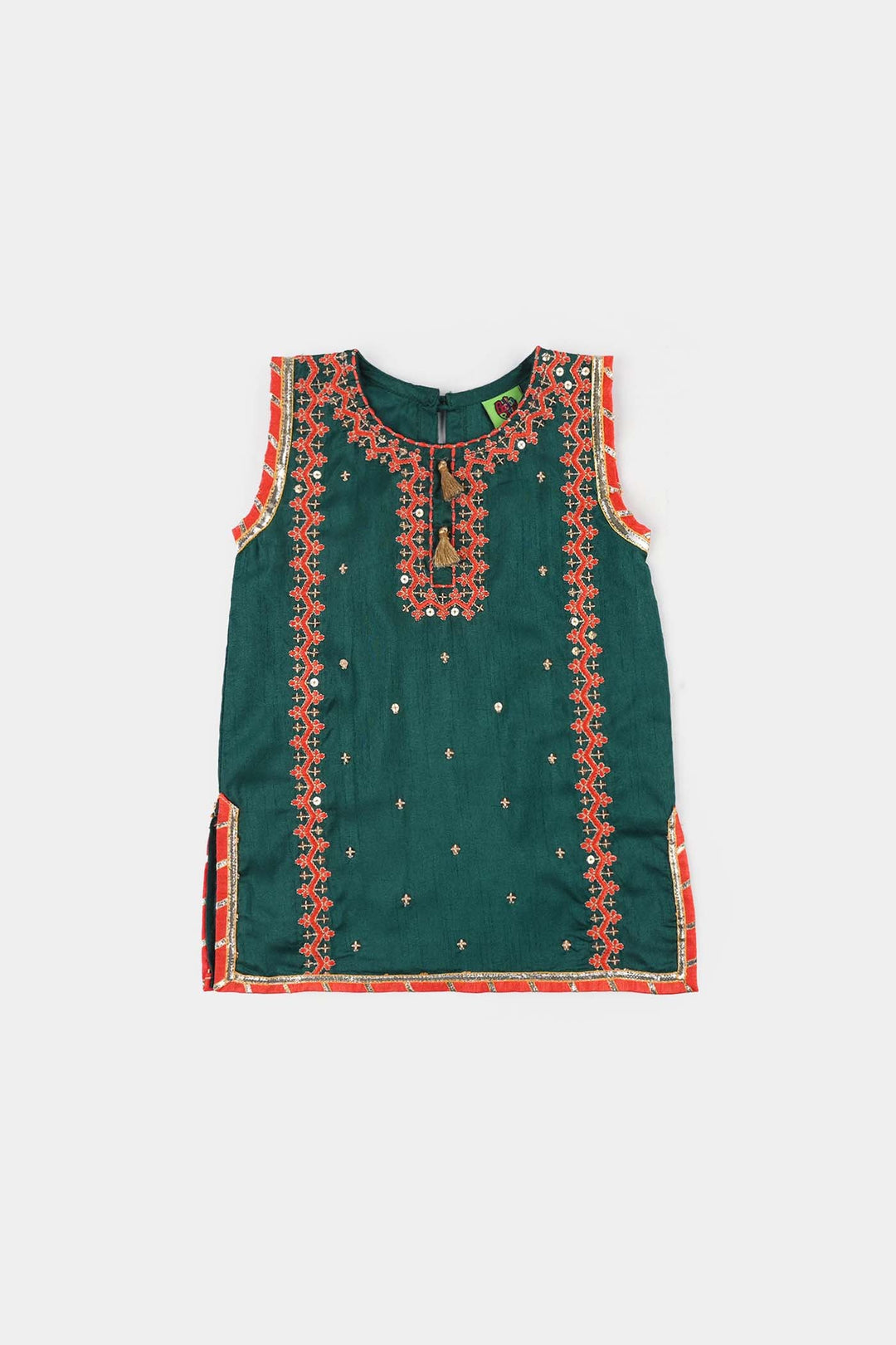 Infant Girls Raw Silk 3-Piece Set (Naqsh)
