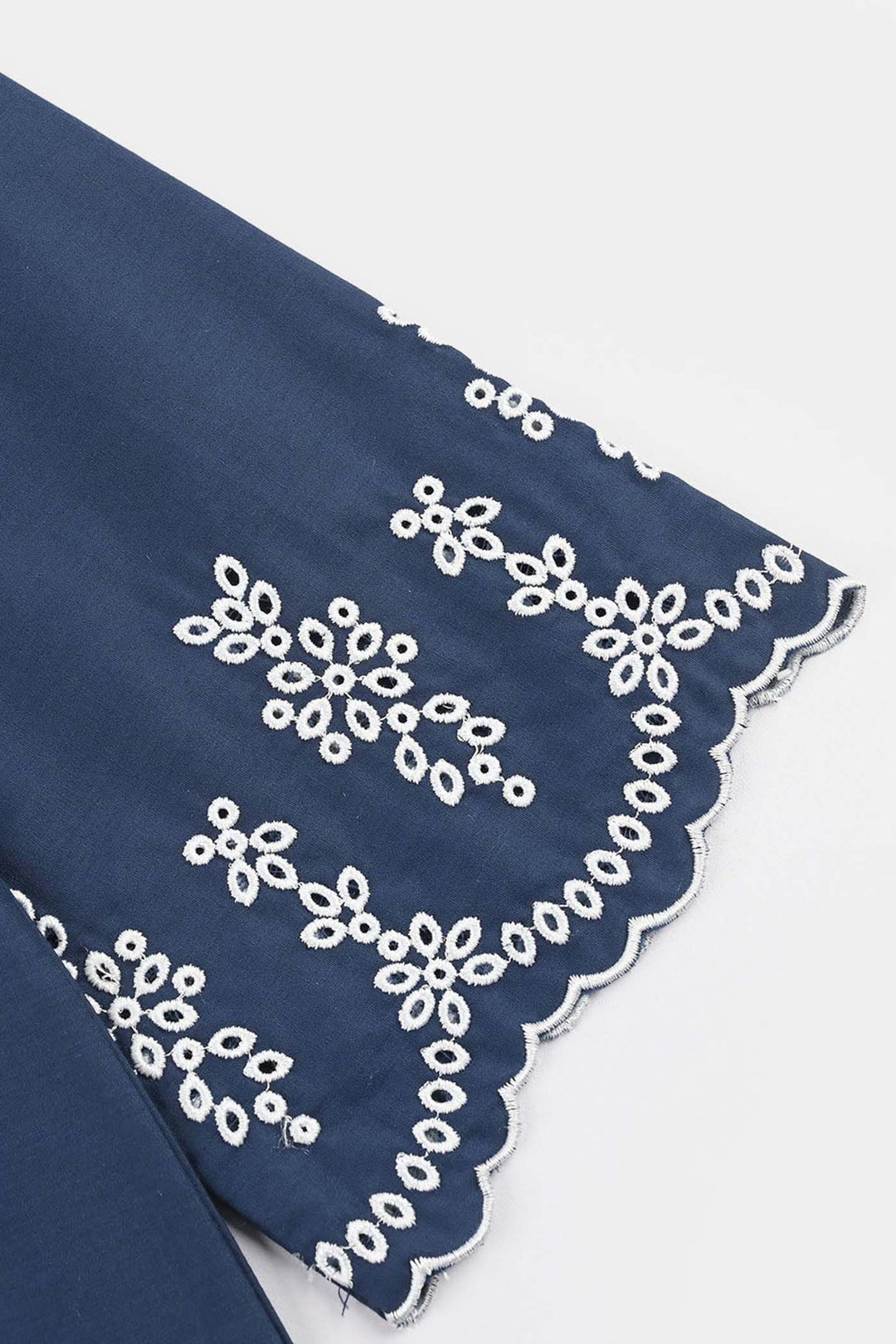 Girls Cotton Embroidered Top - Navy Blue