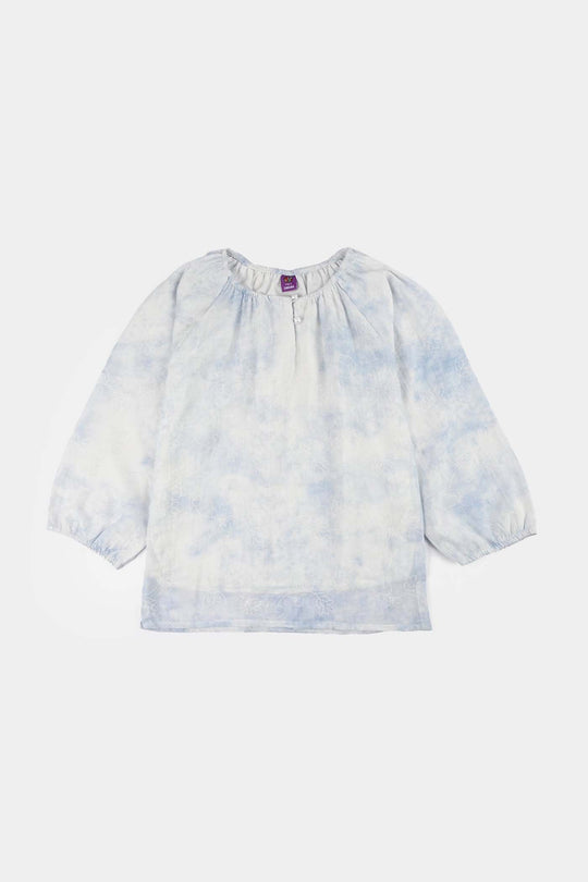 Girls Cotton Casual Top (Cozy) - Light Blue