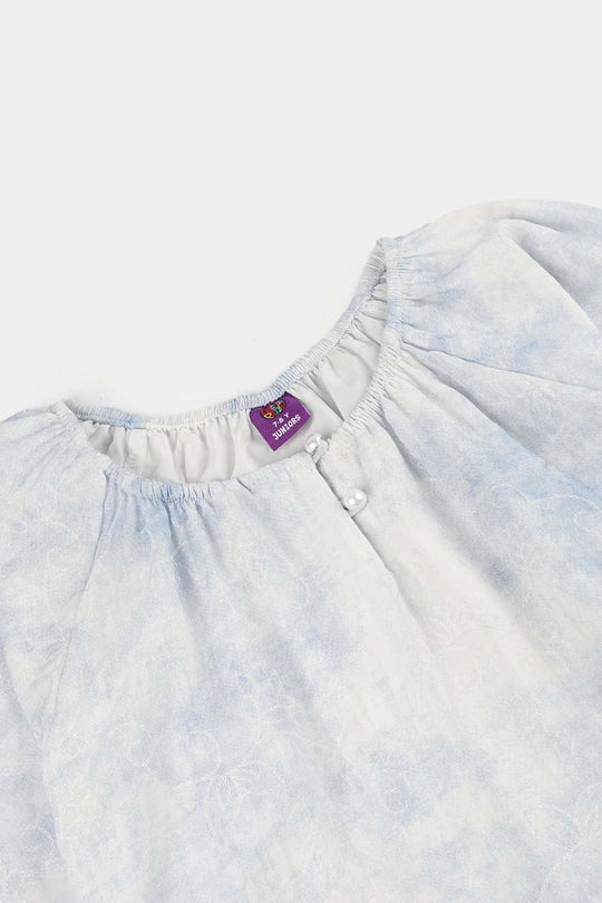 Girls Cotton Casual Top (Cozy) - Light Blue